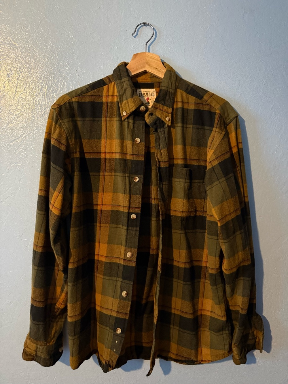 RedHead Brand Co Olive & Mustard Autumn 🍂 Plaid Casual Button-Down Shirt